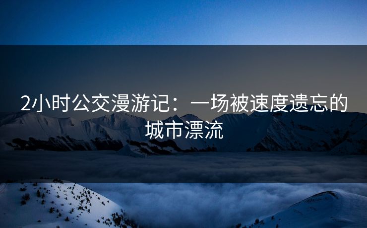 2小时公交漫游记：一场被速度遗忘的城市漂流